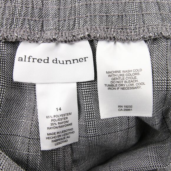 Alfred Dunner Pants Gray Plaid Check Trousers Comfort Waist Classic Fit 14 NWT - Picture 12 of 14